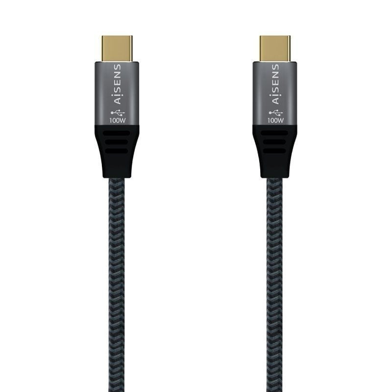 Cable usb 3.2 tipo-c aisens a107-0634 20gbps 5a 100w/ usb tipo-c macho - usb tipo-c macho/ hasta 100w/ 2500mbps/ 2m/ gris